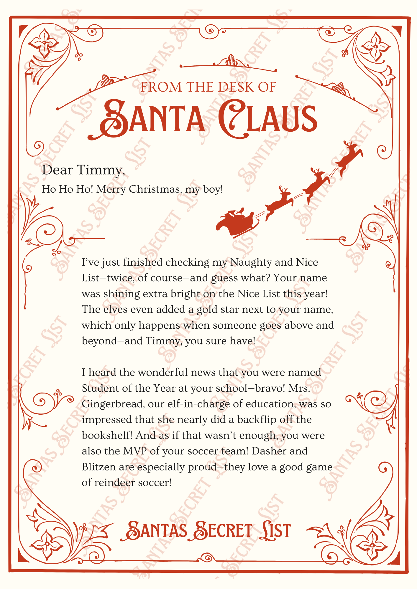 Free Personalized From Santa Letter